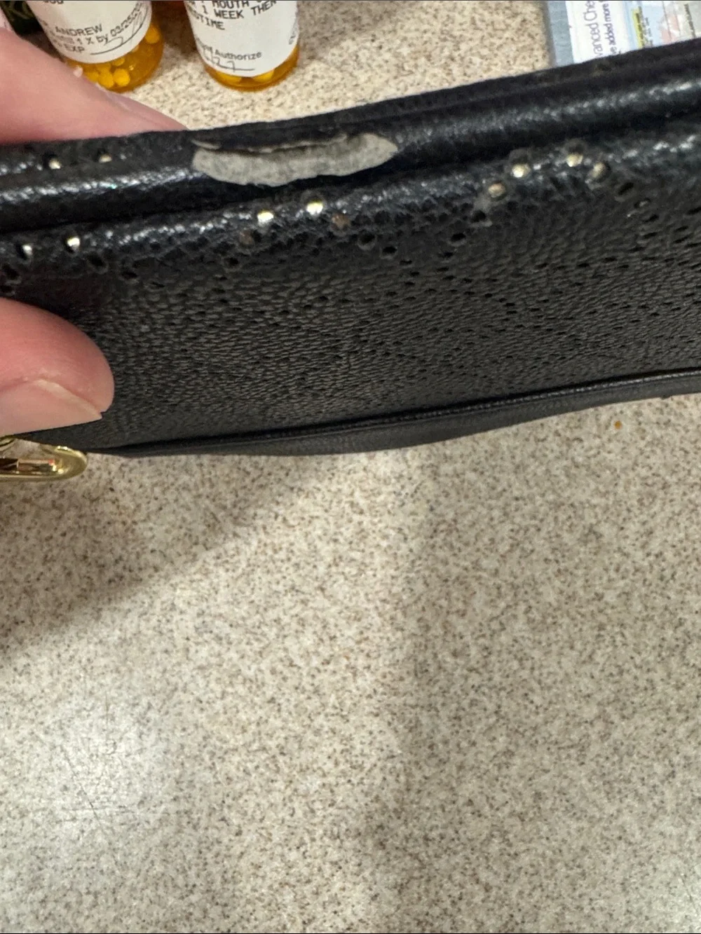 Betsey Johnson Black Wristlet Clutch with Gold Accents
